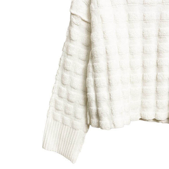 NWT Free People Soul Searcher Checkered Mock Neck Sweater Ivory - Picture 4 of 7
